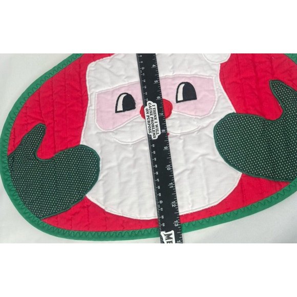 Quilted Christmas Placemats Set Of 4 Santa Face Vintage 80s 90s - Picture 8 of 8
